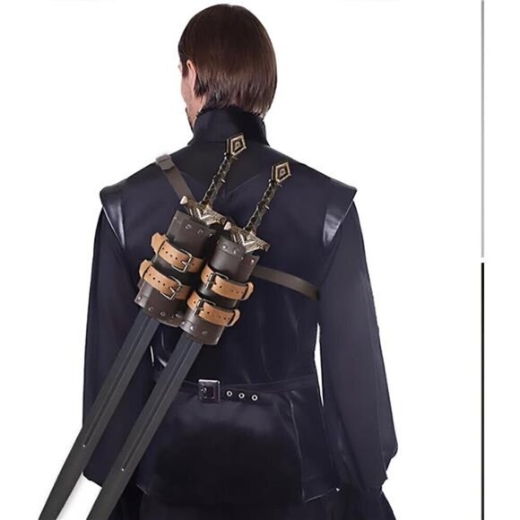 Medieval Sword Back Holster Cosplay Sword Belt Frog Adjustable Sword Back Holder - Picture 6 of 8